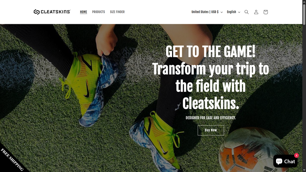 Cleatskins Shopify store screenshot
