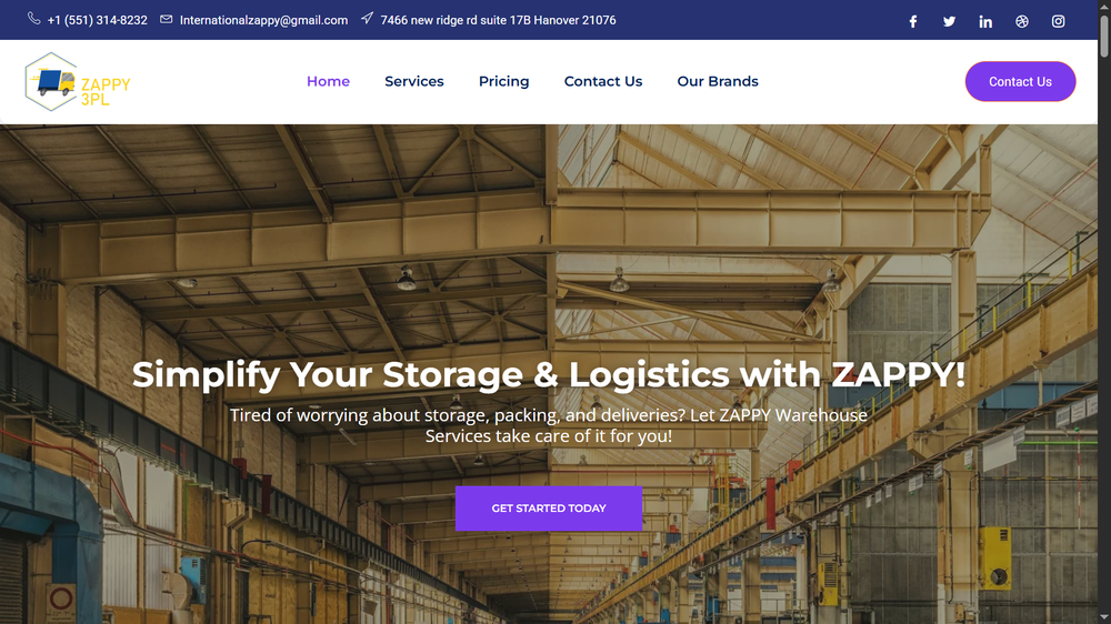 International Zappy 3PL website screenshot