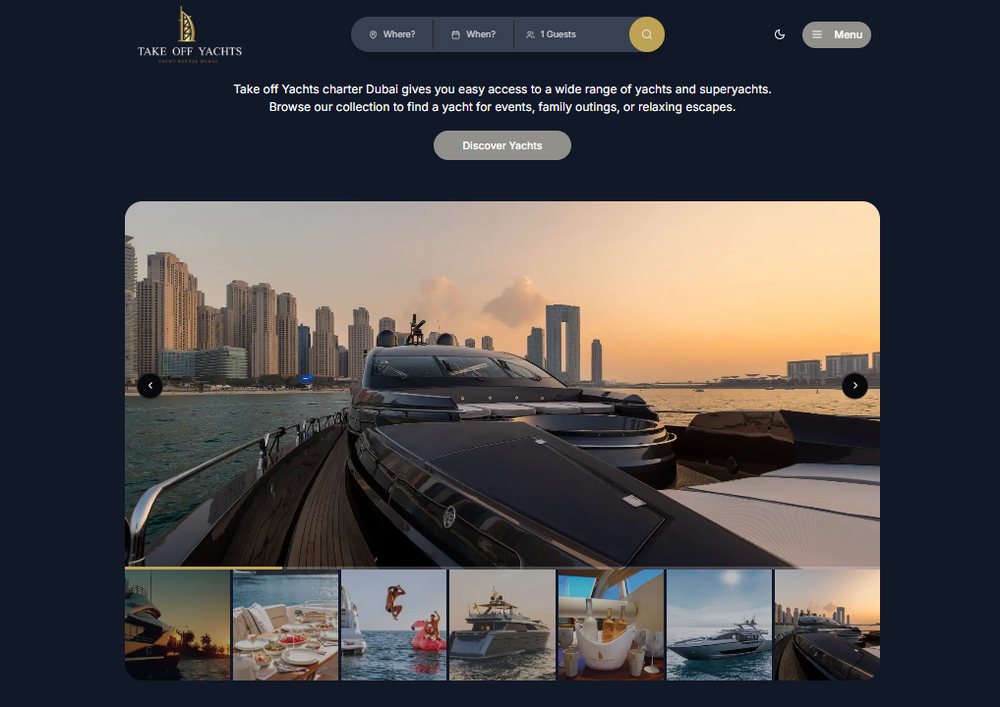 Takeoff Yachts website screenshot